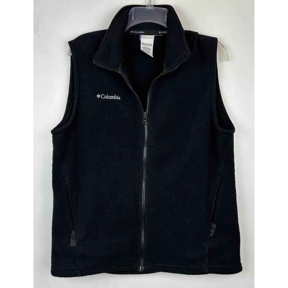 Columbia Vest Womens M Black Full Zip Interchange Fleece Casual Preppy Hiking